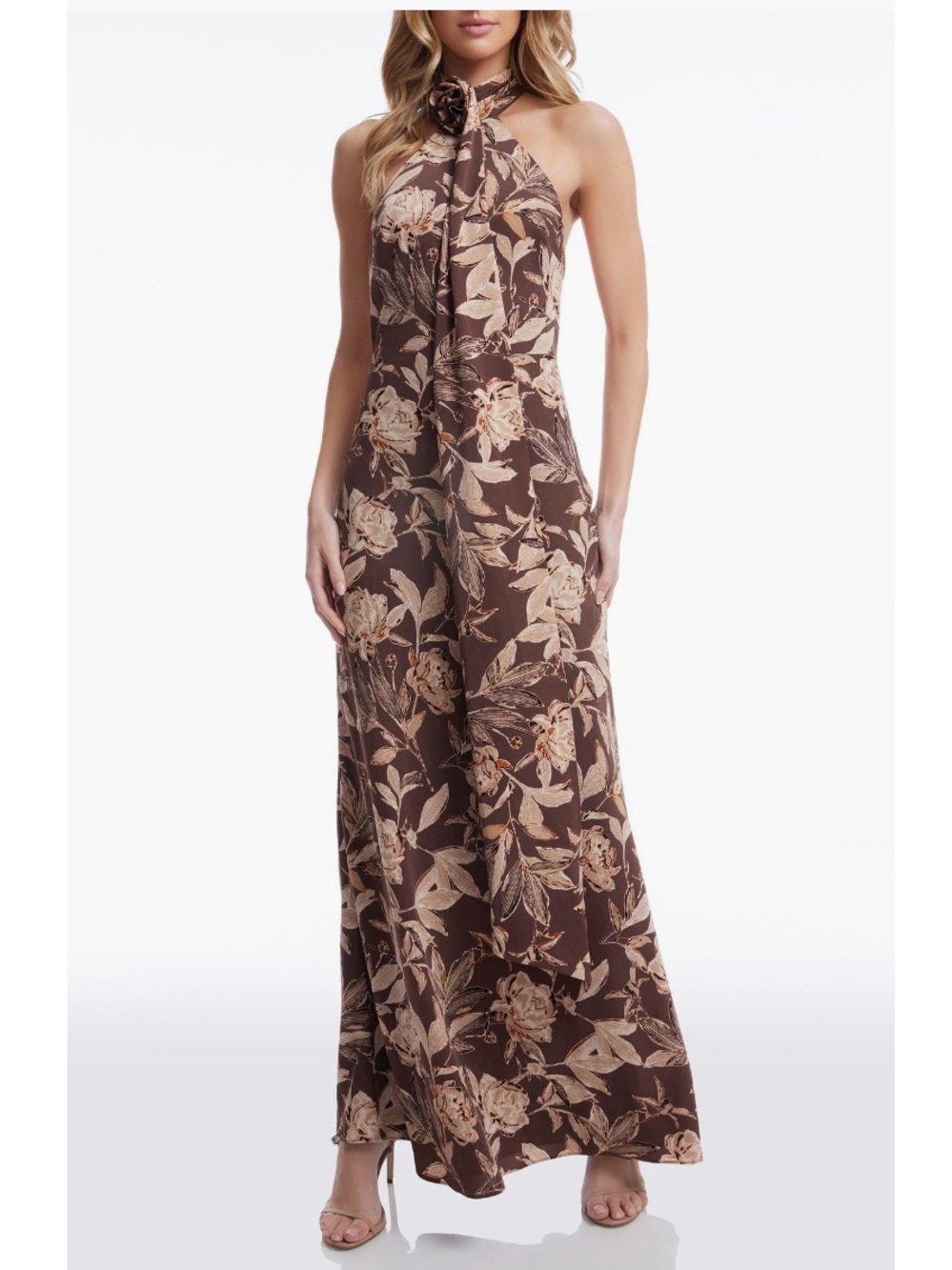 Dress the Population Olivia Floral Halter Neck Gown Size Large BNWT